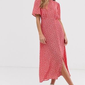 Floral Print Midi Dress With Slit